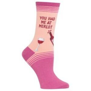 You Had Me at Merlot Blush‎ Ladies Crew Socks Pink Bachelorette Vacation Cruise